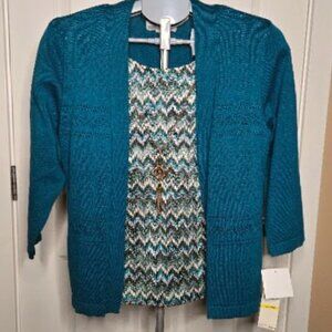 NWT Alfred Dunner sz PM twinset (shirt with attached cardigan)